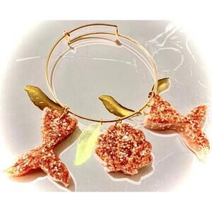 Rose Gold mermaid princess ariel bangle bracelet seashell mermaids jewelery